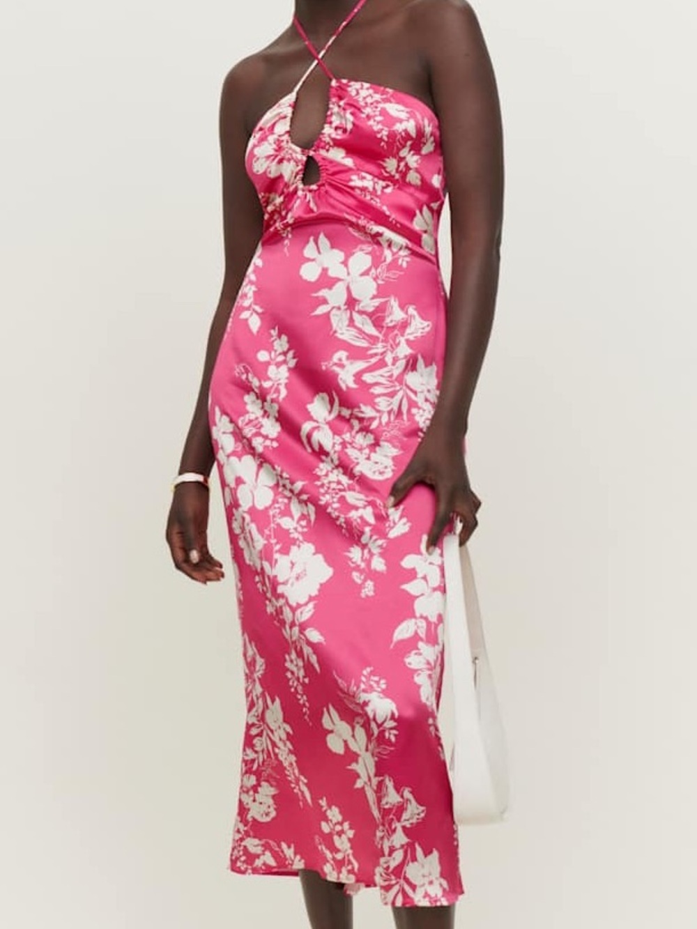 Reformation Antoni Hibiscus Floral Print Midi Silk Dress in Hothouse, NWT, Sz 10